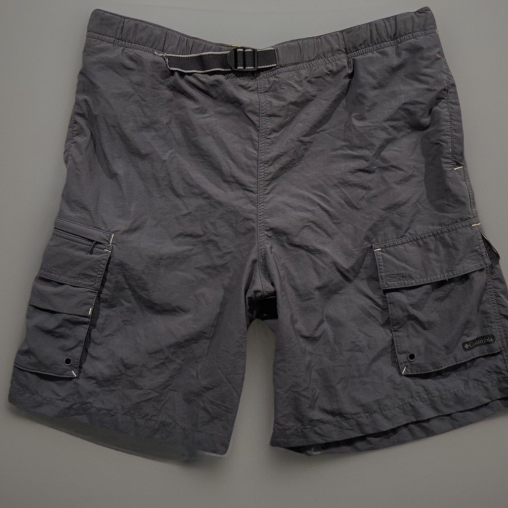 Columbia Vertex Cargo Shorts Mens XLarge Gray Nylon Elastic Waist Outdoor Hike
